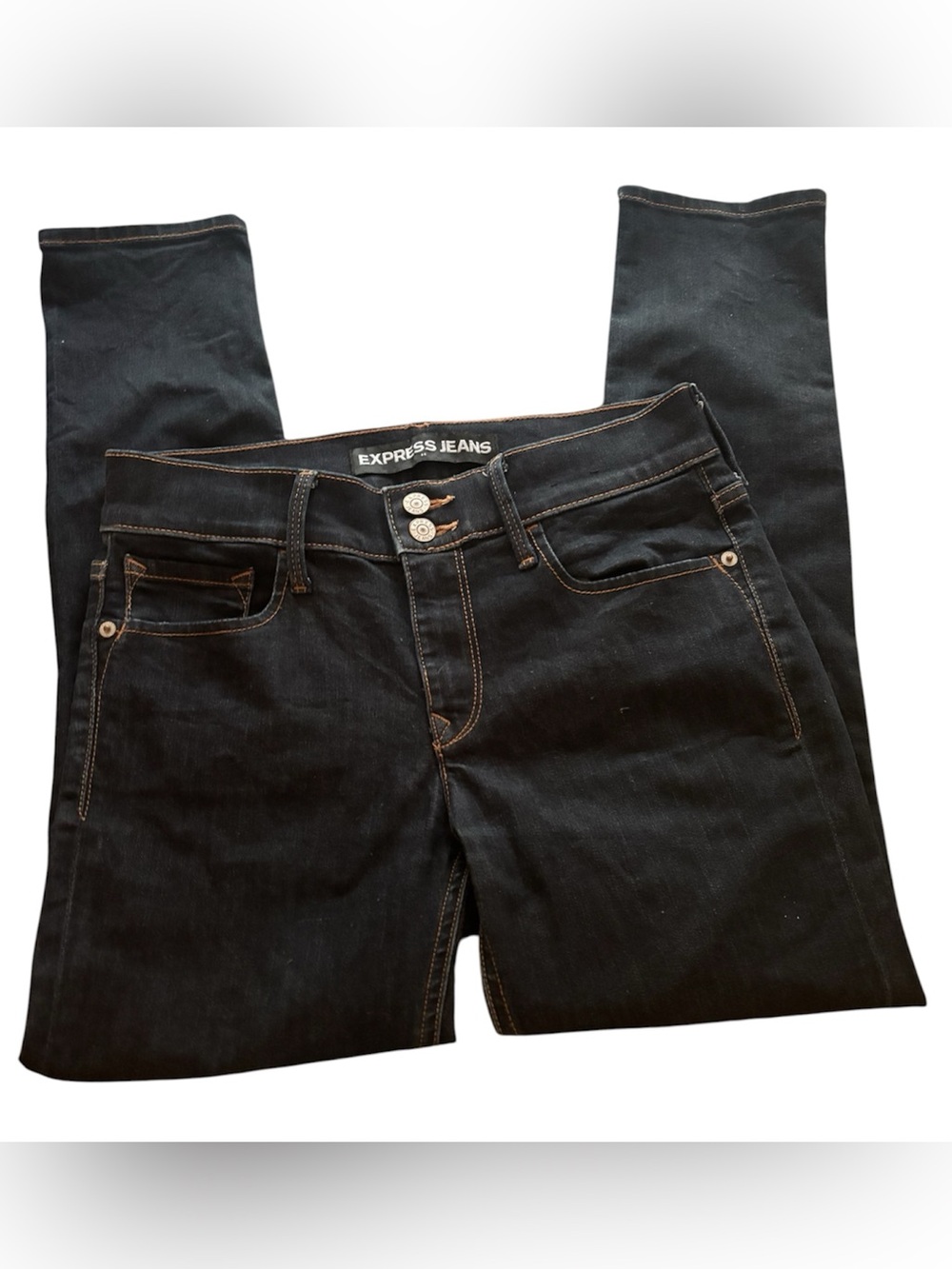 Express‎ Jeans Cropped Legging Mid Rise Dark Wash Skinny Denim - Size 4